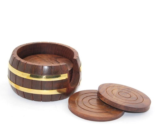 Pirinç Yuvarlak Ahşap Bardak Altı W431 Pirinç Yuvarlak Ahşap Bardak Altı W431