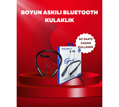 Polygold PG-100 Bluetooth 5.0 Boyun Bantlı Kulaklık – 50 Saat Konuşma Süresi, Type-C Şarj