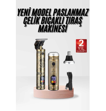 Profesyonel Saç Sakal Vücut Kulak ve Burun Tıraş Makinesi 3 Başlıklı
