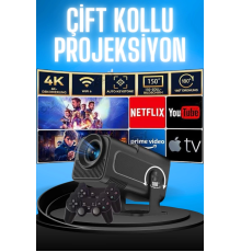 Projektör Siyah Android Taşınabilir Sinema Projeksiyon Wifi Destekli En Güncel Sürüm Akıllı