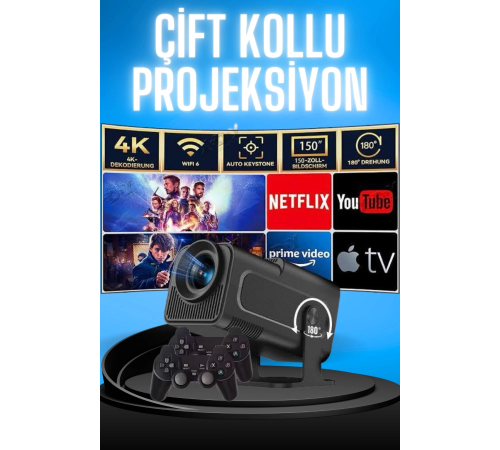 Projektör Siyah Android Taşınabilir Sinema Projeksiyon Wifi Destekli En Güncel Sürüm Akıllı Projektör Siyah Android Taşınabilir Sinema Projeksiyon Wifi Destekli En Güncel Sürüm Akıllı