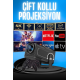 Projektör Siyah Android Taşınabilir Sinema Projeksiyon Wifi Destekli En Güncel Sürüm Akıllı
