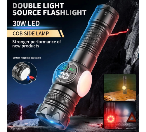 Ps-8745 Profesyonel Zoomlu 30w  Powerbank Mıknatıslı Avcı Kamp Tamirci Feneri