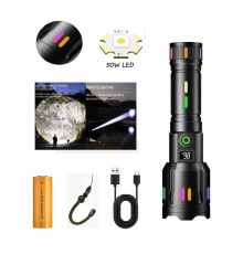 Ps-9885 Profesyonel Zoomlu 50w Şarjlı Powerbank Avcı Polis El Feneri