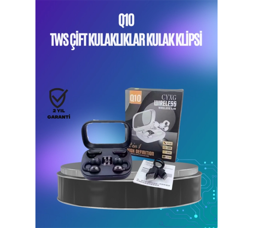 Q10 True Wireless Stereo Kulaklık – Ergonomik Tasarım, 10m Menzil, Type-C