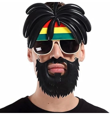 Rasta Peruklu Rasta Sakallı Bob Marley Bıyıklı Parti Gözlüğü 27x18 Cm