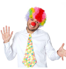 Rengarenk Kıvırcık Afro Bonus Peruk Ve Kırmızı Burun Seti
