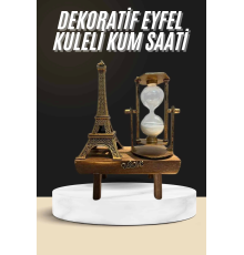 Retro Eyfel Kulesi Ve Kum Saati Dekoratif Ahşap Görünümlü Masa Biblosu
