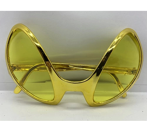 Retro Gözlük - 80 Li 90 Lı Yıllar Parti Gözlüğü Gold Renk 8x13 Cm