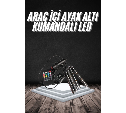 RGB Işıklı Araç İçi Aydınlatma Kumandalı 12'li Led Işık Renk Değiştirebilen