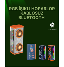 RGB Işıklı Şeffaf Tasarım Kablosuz Bluetooth Hoparlör