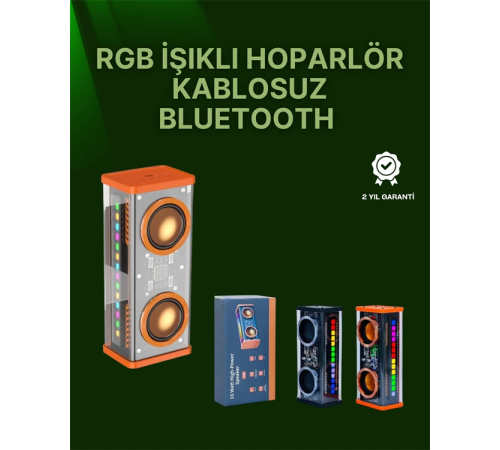 RGB Işıklı Şeffaf Tasarım Kablosuz Bluetooth Hoparlör