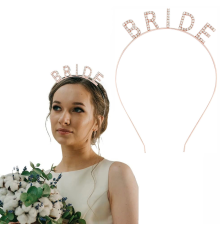 Rose Gold Renk Bekarlığa Veda Kristal Taş Bride Tacı İthal 16x10 Cm