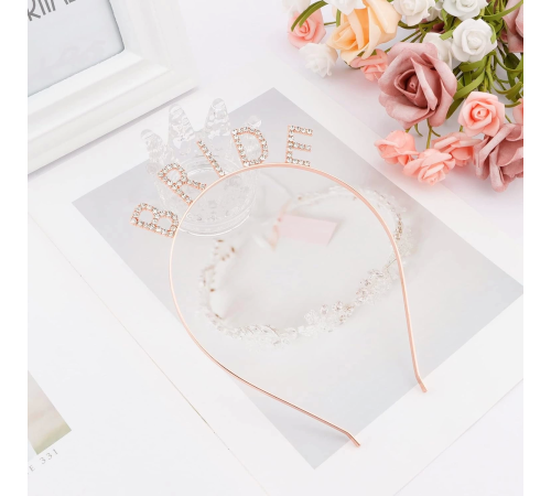 Rose Gold Renk Bekarlığa Veda Kristal Taş Bride Tacı İthal 16x10 Cm Rose Gold Renk Bekarlığa Veda Kristal Taş Bride Tacı İthal 16x10 Cm