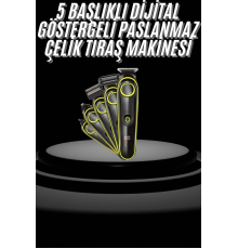 Saç Sakal Şekillendirici Tıraş Makinesi 5 Başlıklı Paslanmaz Çelik Bıçaklı Unısex