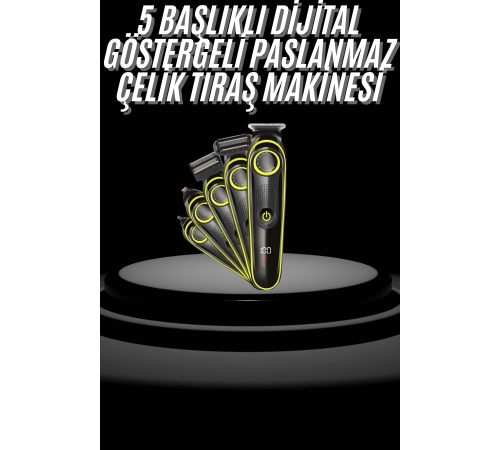 Saç Sakal Şekillendirici Tıraş Makinesi 5 Başlıklı Paslanmaz Çelik Bıçaklı Unısex Saç Sakal Şekillendirici Tıraş Makinesi 5 Başlıklı Paslanmaz Çelik Bıçaklı Unısex