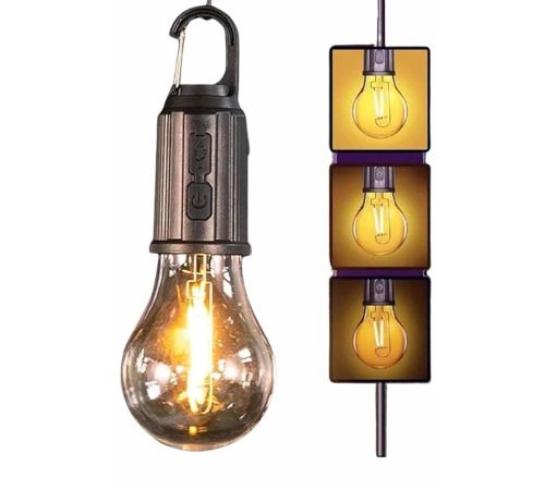 Şarjlı Dekoratif Kamp Lambası Askılı Ampul Led Işık Type-C Girişli