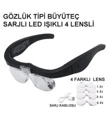 Şarjlı Gözlük Büyüteç  4 Farklı Lens 11537dc