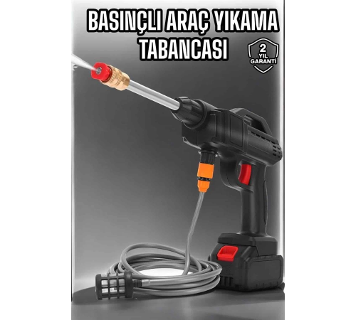 Şarjlı Oto Yıkama Tabancası Su Basınçlı Hazneli Bataryalı