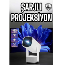 Şarjlı Projeksiyon Oyun Sinema Projektörü 4K HD Görüntü Kaliteli