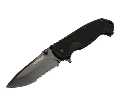 Schrade 5-1 Siyah Kamp Çakı 20cm- Yarı Otomatik, Testere Detaylı, Kemerlikli Schrade 5-1 Siyah Kamp Çakı 20cm- Yarı Otomatik, Testere Detaylı, Kemerlikli