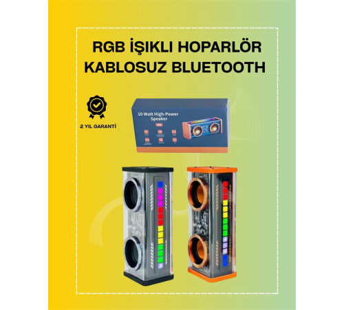 Şeffaf Gövdeli RGB Işıklı Bluetooth Hoparlör – Taşınabilir ve Güçlü