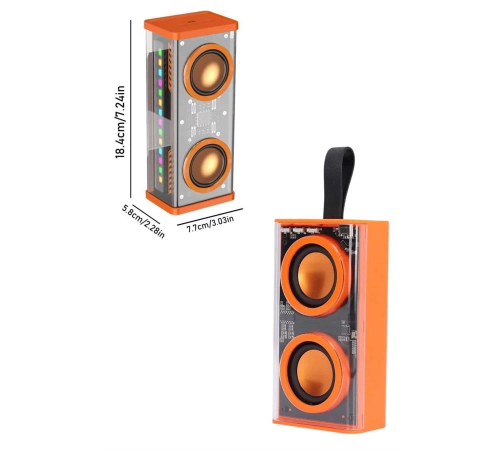 Şeffaf Taşınabilir Bluetooth Hoparlör Uzun Ömürlü Çift Hoparlörlü