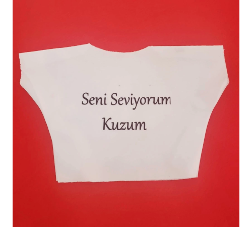 Seni Seviyorum Kuzum Yazılı Oyuncak Peluş Tişörtü Seni Seviyorum Kuzum Yazılı Oyuncak Peluş Tişörtü