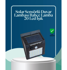 Sensörlü 20 LED Solar Duvar Lambası 3 Metre Algılama Mesafesi