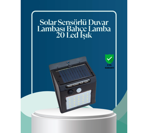 Sensörlü 20 LED Solar Duvar Lambası 3 Metre Algılama Mesafesi