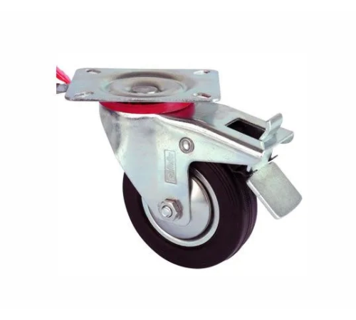 Servis Tekeri - Tablalı Frenli Siyah Döner - Çap 125 Mm