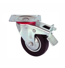 Servis Tekeri - Tablalı Frenli Siyah Döner - Çap 80 Mm