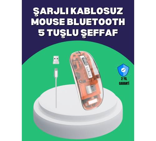 Sessiz ve Ergonomik Kablosuz Fare - 30 Gün Kullanım, 2 Modlu Bağlantı