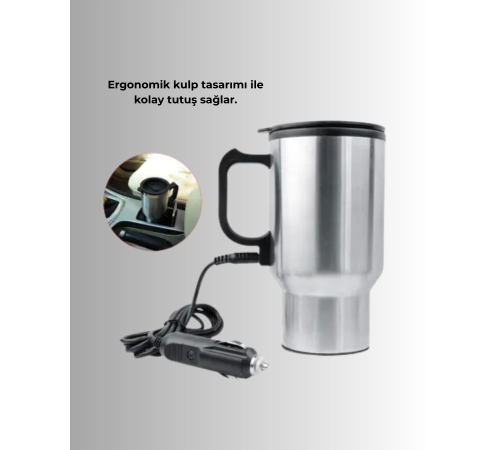 Seyahat Tipi Araç Çakmaklı Isıtıcı Çelik Termos Bardak