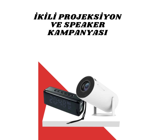 Sinema Projeksiyonu Projektörü ve Dijital Göstergeli Bluetooth Hoparlör Uzun Pil Ömrü HD Kalite Sinema Projeksiyonu Projektörü ve Dijital Göstergeli Bluetooth Hoparlör Uzun Pil Ömrü HD Kalite