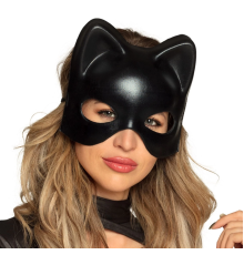 Siyah Deri Görünümlü Kedi Maskesi – Cosplay  Maskeli Balo