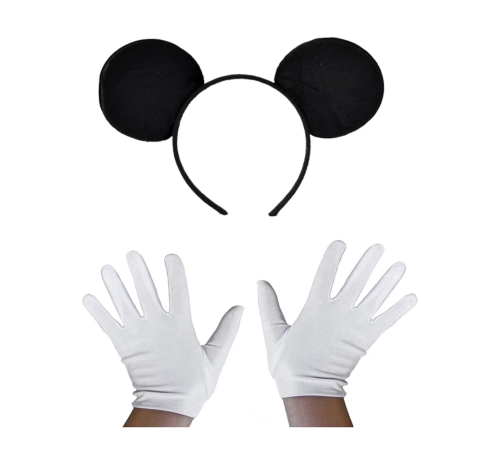Siyah Mickey Mouse Tacı Ve Beyaz Eldiven Seti Siyah Mickey Mouse Tacı Ve Beyaz Eldiven Seti