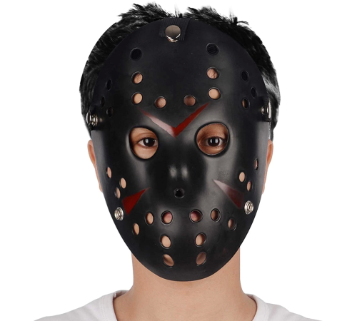 Siyah Renk Kırmızı Çizgili Tam Yüz Hokey Jason Maskesi Hannibal Maskesi Siyah Renk Kırmızı Çizgili Tam Yüz Hokey Jason Maskesi Hannibal Maskesi