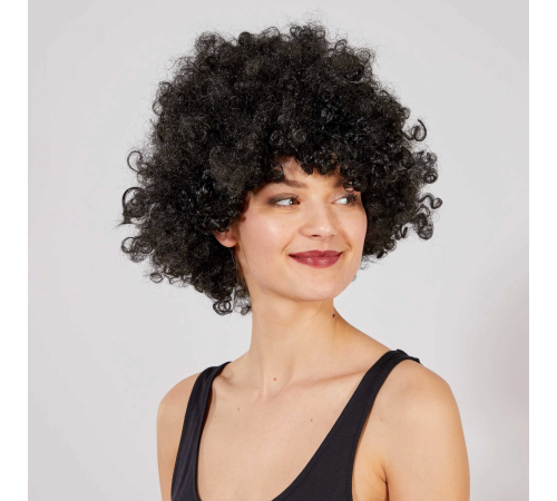 Siyah Renk Kıvırcık Afro Bonus Peruk Siyah Renk Kıvırcık Afro Bonus Peruk