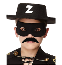 Siyah Renk Zorro Şapkası Zorro Maskesi Ve Zorro Bıyık Çocuk Boy