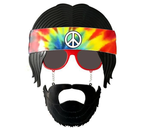 Siyah Saçlı Bandana Tasarımlı Hippi Parti Gözlüğü 26x18 Cm Siyah Saçlı Bandana Tasarımlı Hippi Parti Gözlüğü 26x18 Cm
