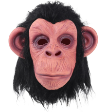 Siyah Saçlı Kafaya Tam Geçmeli Lateks Şempanze Maskesi - Lateks Maymun Orangutan Goril Maske Et Maske