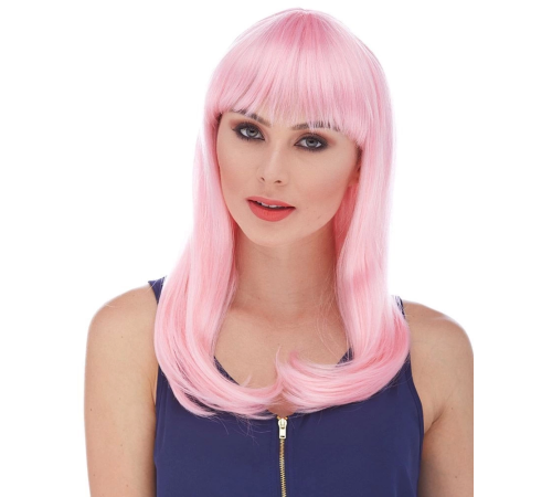 Soft Pembe Renk Uzun Düz Parti Peruğu Soft Pembe Renk Uzun Düz Parti Peruğu