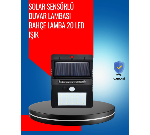 Solar Enerjiyle Çalışan IP65 Su Geçirmez 20 LED Duvar Lambası