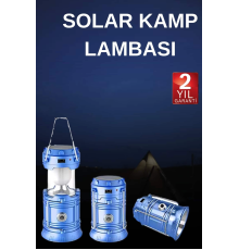 Solar Şarjlı Kamp Lambası Güneş Enerjili Kızaklı Kamp Feneri Çadır Feneri Led Işıldak