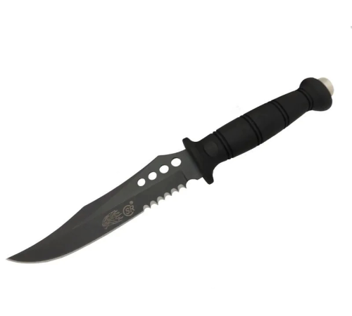 Sr S008b Lejyoner Tırtıklı Outdoor Bıçağı 29 Cm - Kauçuk Sap, Perçinli