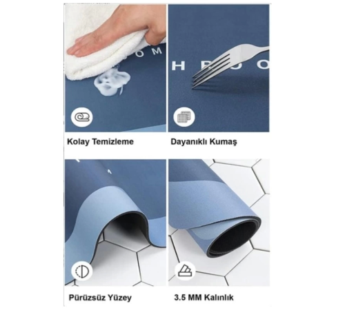 Süper Su Emici Kaymaz Tabanlı Banyo Paspası ( 40*60 )cm