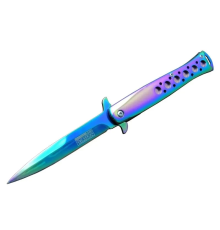 Tac-force Tac Force Ti-lite 1111 Gk Gökkuşağı Kamp / Av Çakısı 23cm- Yarı Otomatik, Kemerlikli, Metal Desenli Sap
