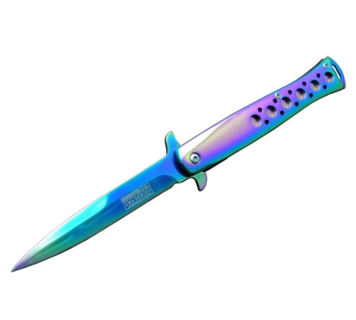 Tac-force Tac Force Ti-lite 1111 Gk Gökkuşağı Kamp / Av Çakısı 23cm- Yarı Otomatik, Kemerlikli, Metal Desenli Sap