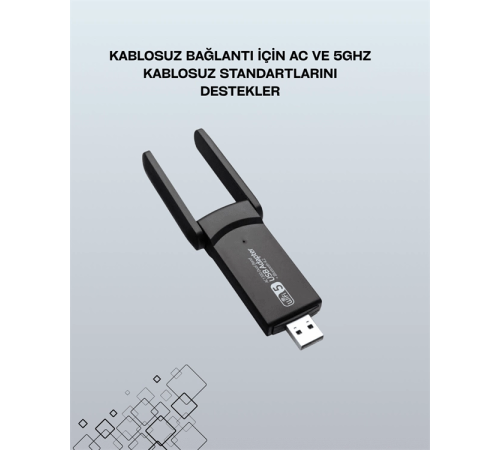 Tak-Çalıştır Özellikli Çift Bant WiFi Adaptör – 1200 Mbps Tak-Çalıştır Özellikli Çift Bant WiFi Adaptör – 1200 Mbps